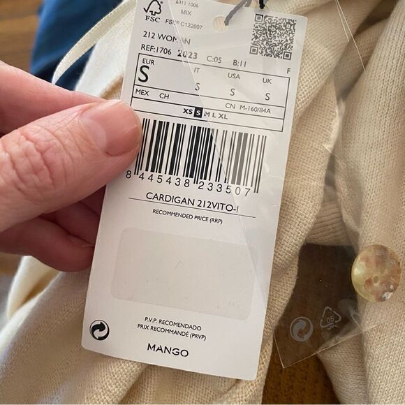 Mango off white long Cotton-blend cardigan size small NWT - Picture 9 of 10